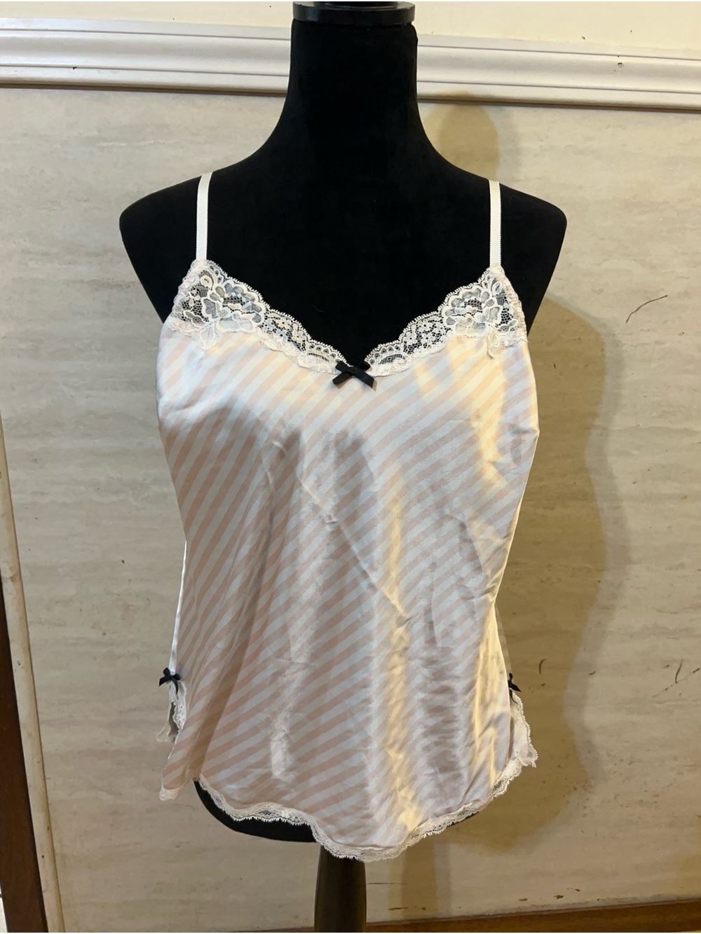Victoria's Secret pastel pink and white stripe satin tank